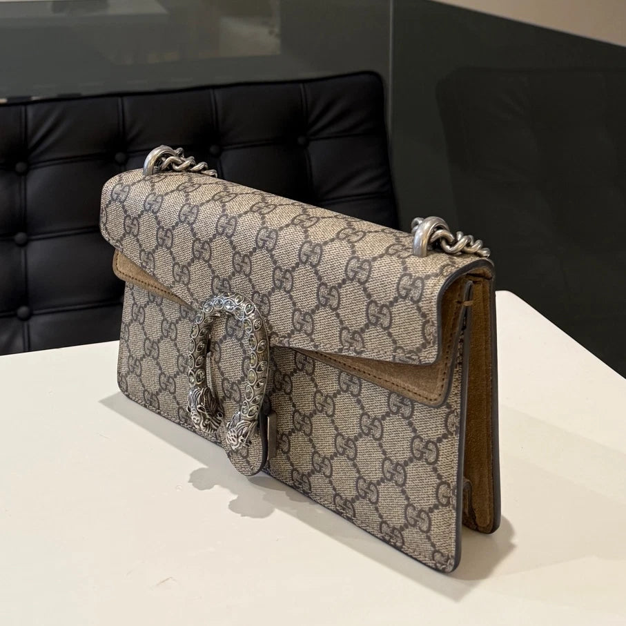 Gucci Dionysus Chain Shoulder Crossbody Bag Brown Silver Women's Classic