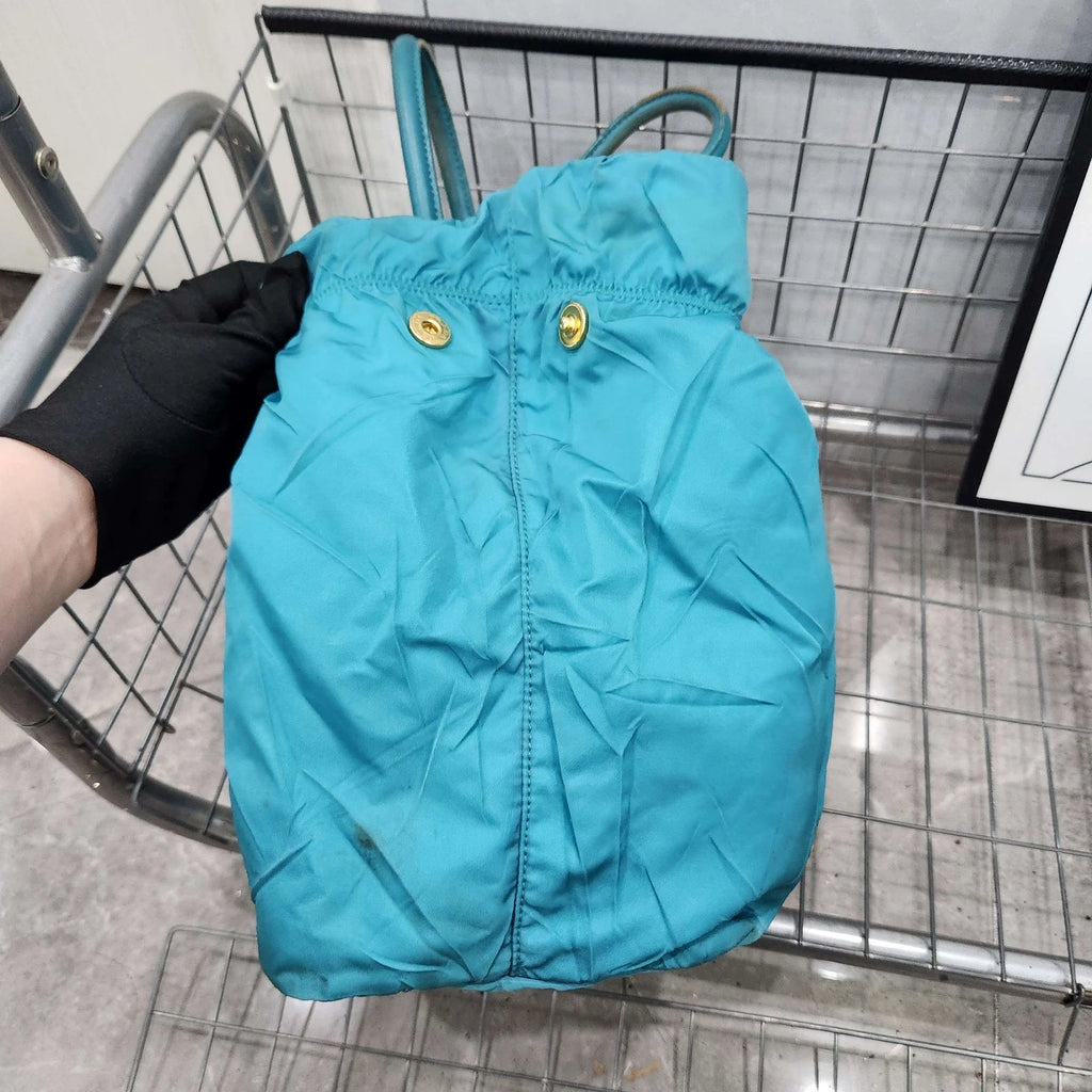 PRADA Blue Nylon Tote Handbag Shoulder Bag For Women