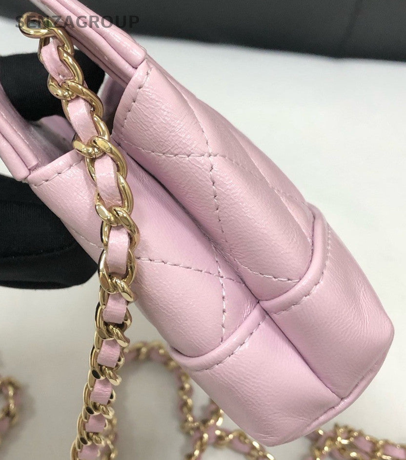 Chanel Diamond Mini Handbag Chain Shoulder Bag Crossbody Pink Gold Women Classic