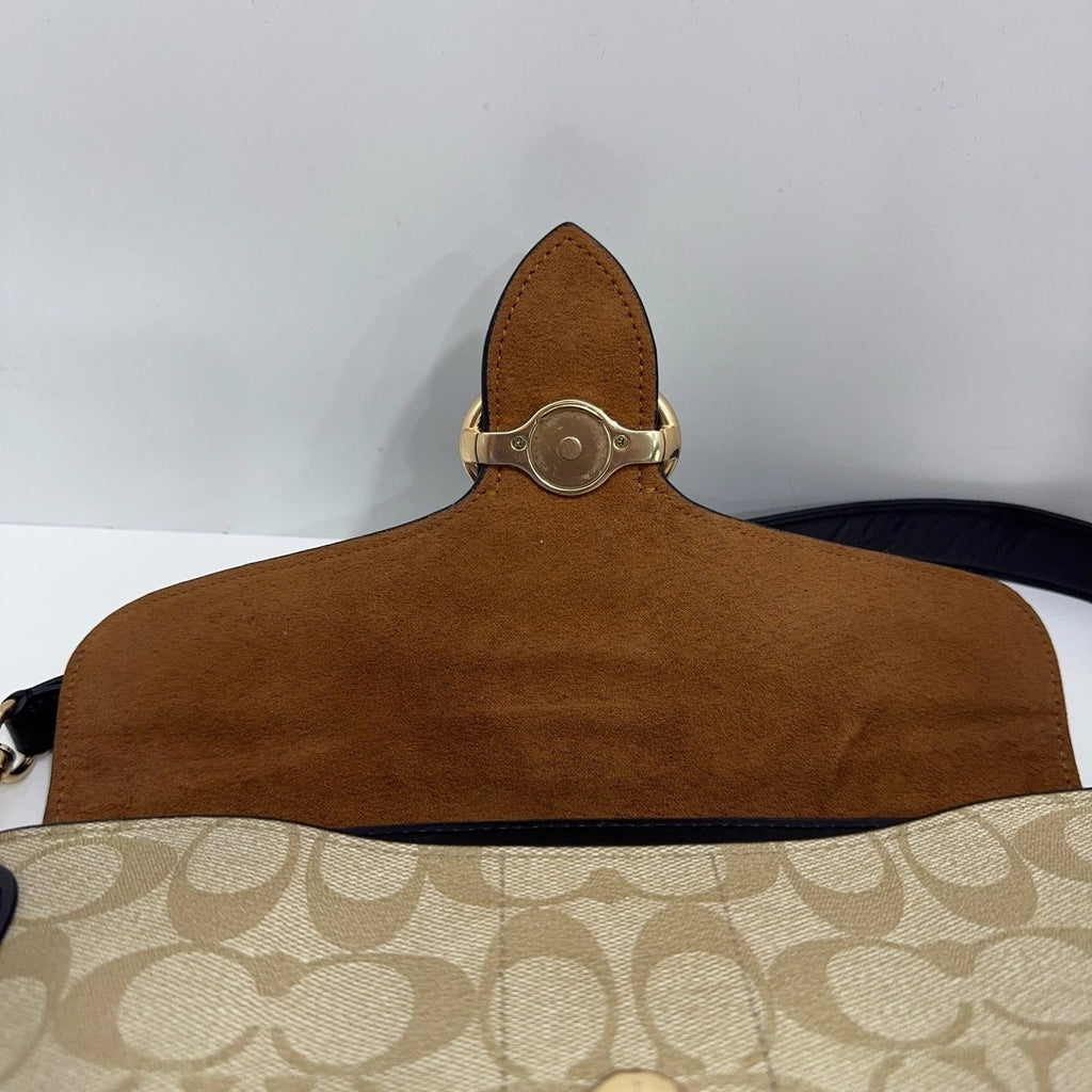 Coach Georgie27 Logo Canvas Leather Shoulder Bag Excellent
