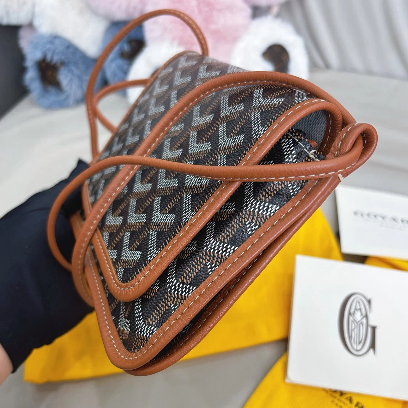 Goyard Plumet Pocket 2Way Shoulder Crossbody Brown Silver Used Women Classic