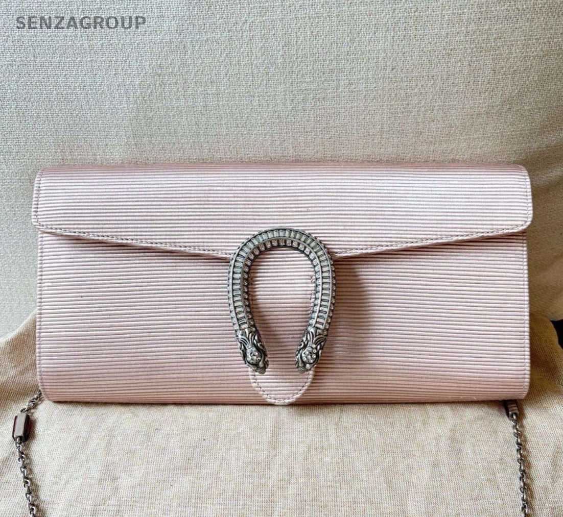 Gucci Dionysus Chain Shoulder Bag Pink Silver Used Women Classic Fashion