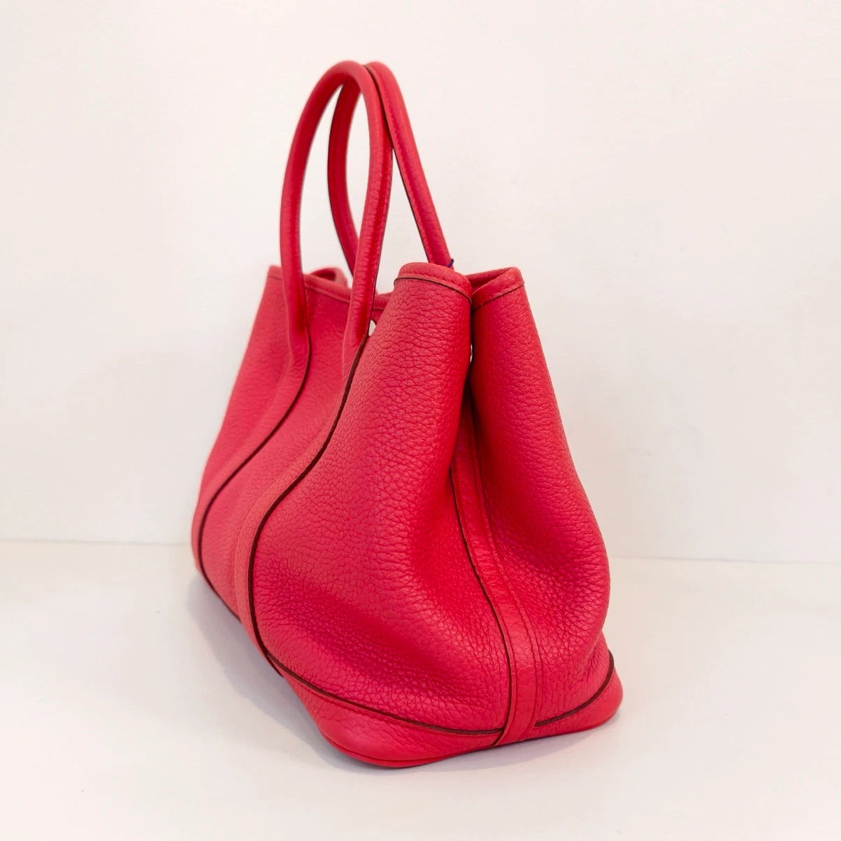 Hermes Garden Party30 Top Handle Bag Red Silver Women Classic