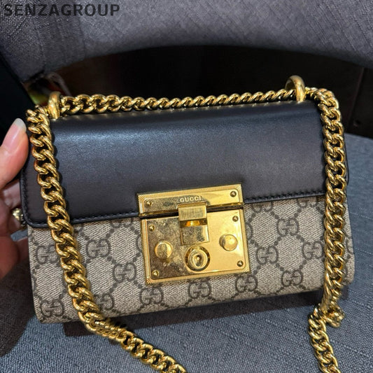 Gucci Padlock Small Chain Shoulder Bag Brown Classic Women's