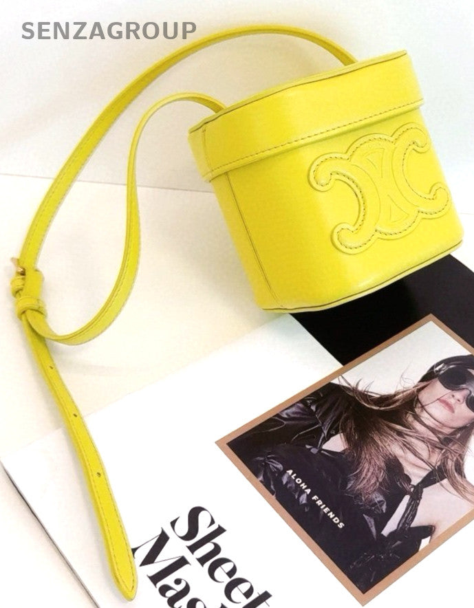 CELINE Triomphe Box Relief sculpture mini Lemon Yellow Crossbody bag Women