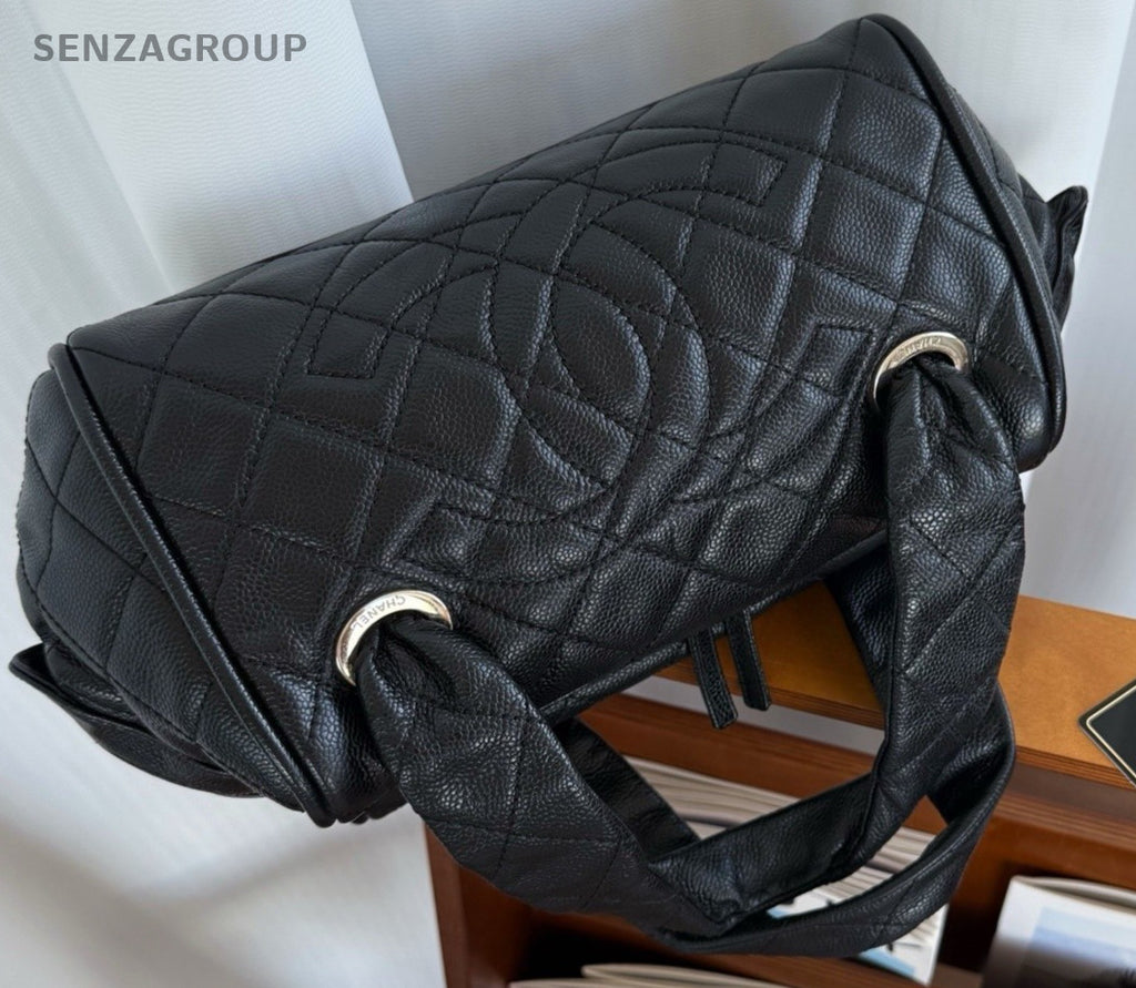 Chanel Caviar Bowling Top Hadle Shoulder Bag Black Women