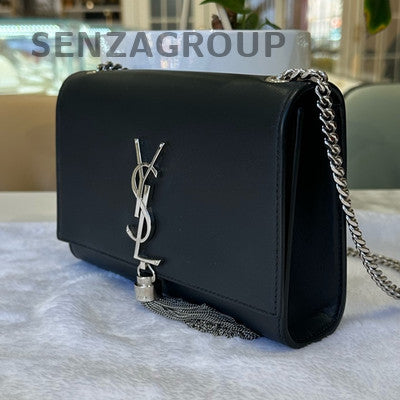Saint Laurent Black Silver Tassel Chain Shoulder Crossbody Bag Classic Women