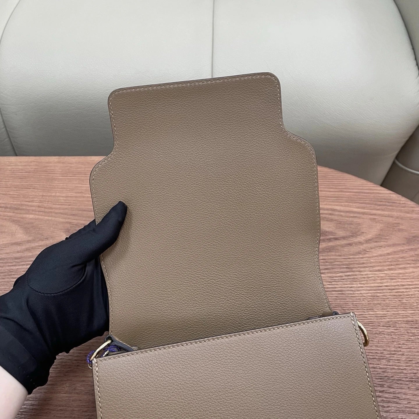 Hermes Roulis19 Evercolor Leather Shoulder Crossbody Gray Gold Women Classic