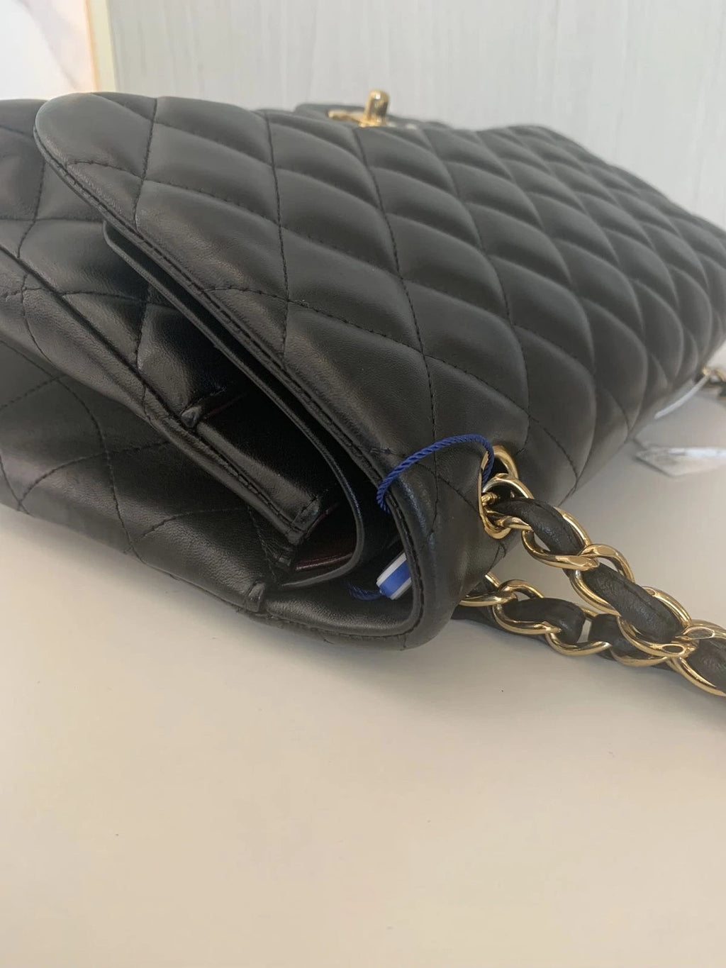 CHANEL Classic Flap Jumbo Chain Shoulder Crossbody Bag Daily Use Black Gold