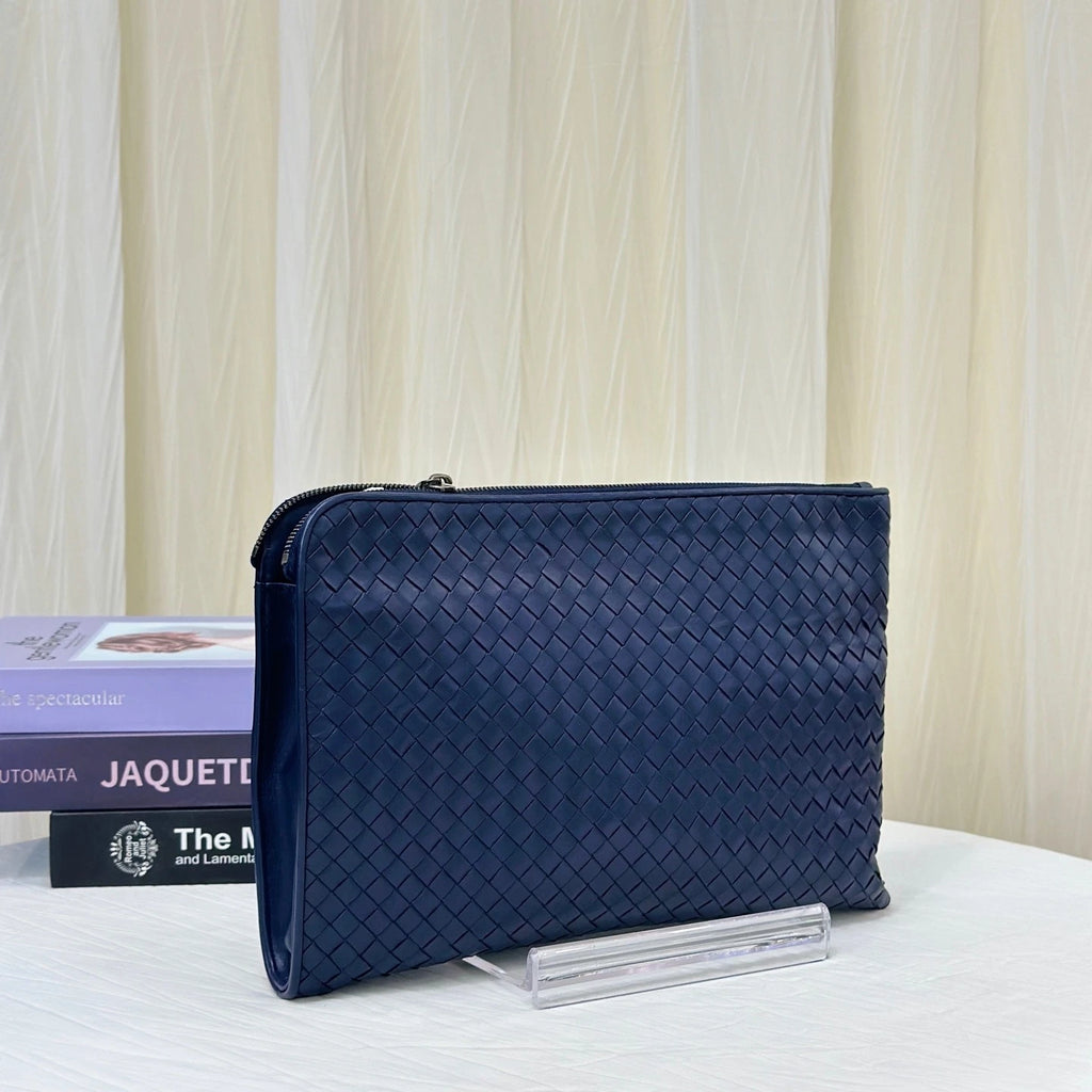 Bottega Veneta Navy Leather Clutch Briefcase For Women