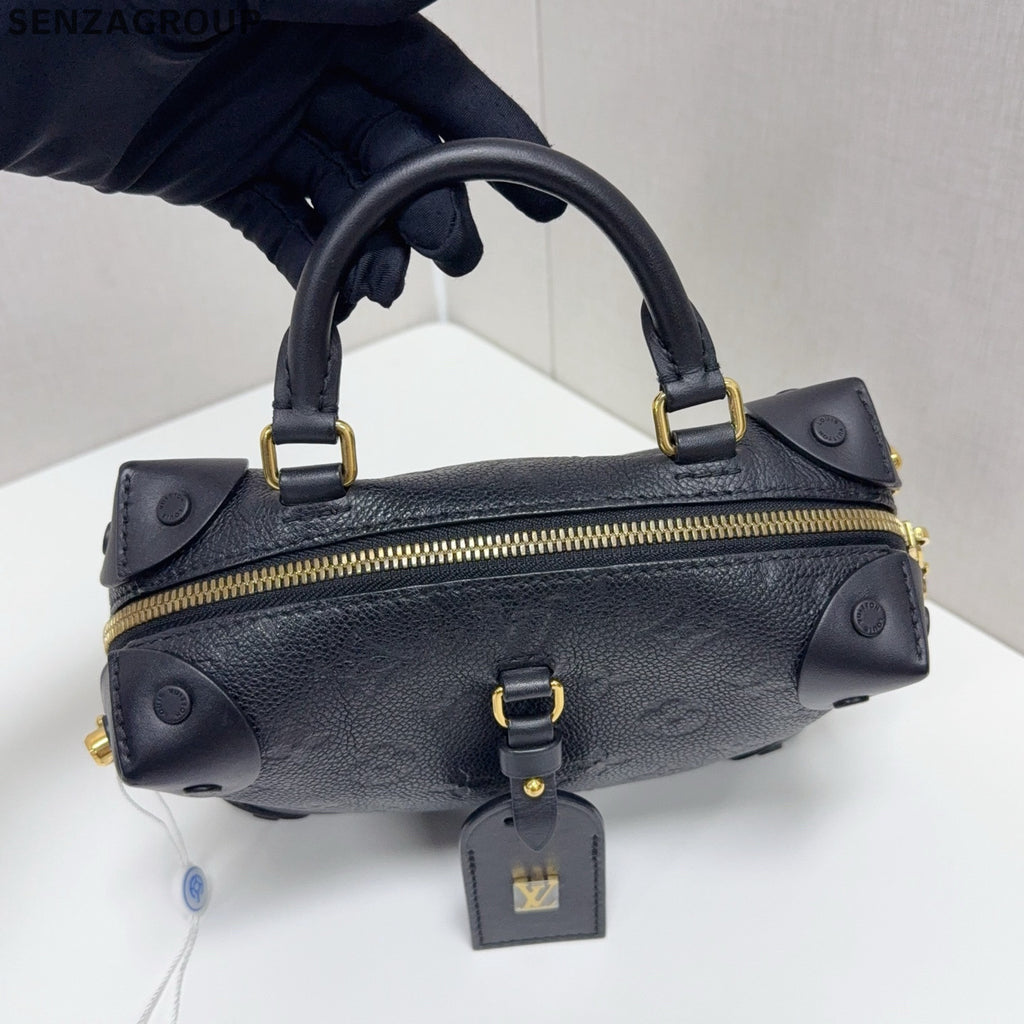 Louis Vuitton Petite Malle Chain Shoulder Bag Black Gold Women's Classic