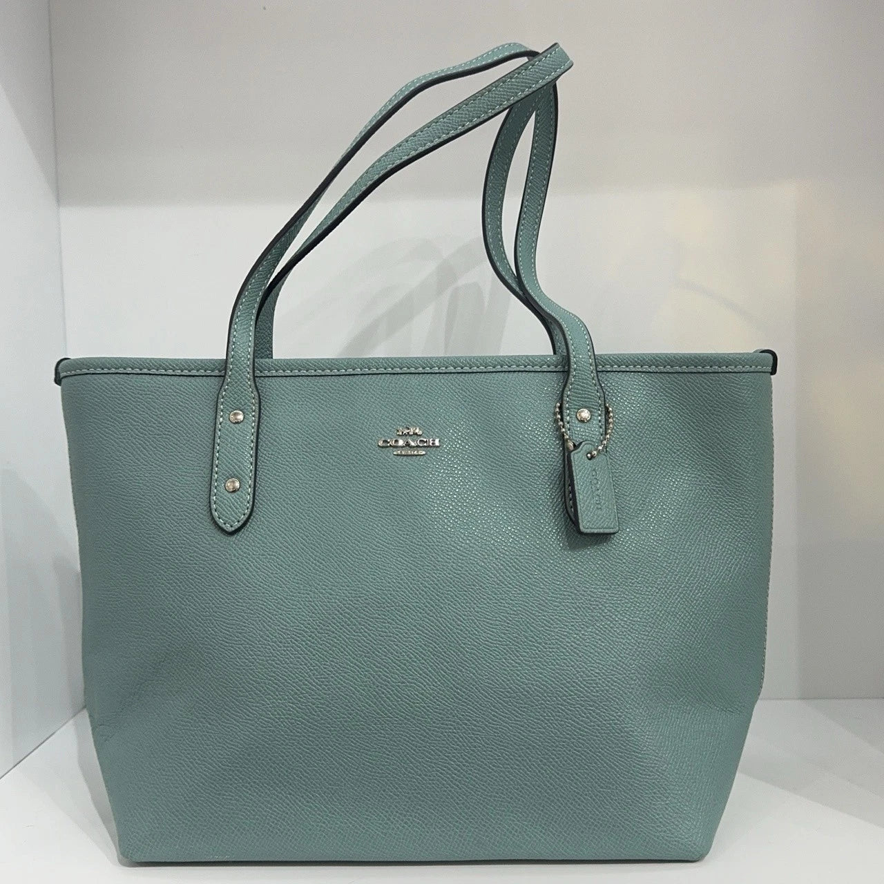 Coach Mint Green Leather Tote Shoulder Handbag For Women