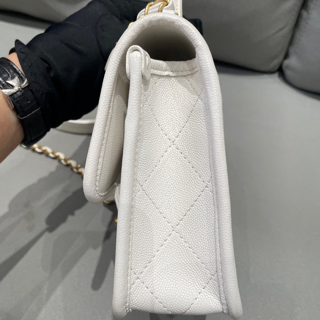 Chanel Quilted Messenger Chain Shoulder Crossbody Bag Platinum Women's Fashion