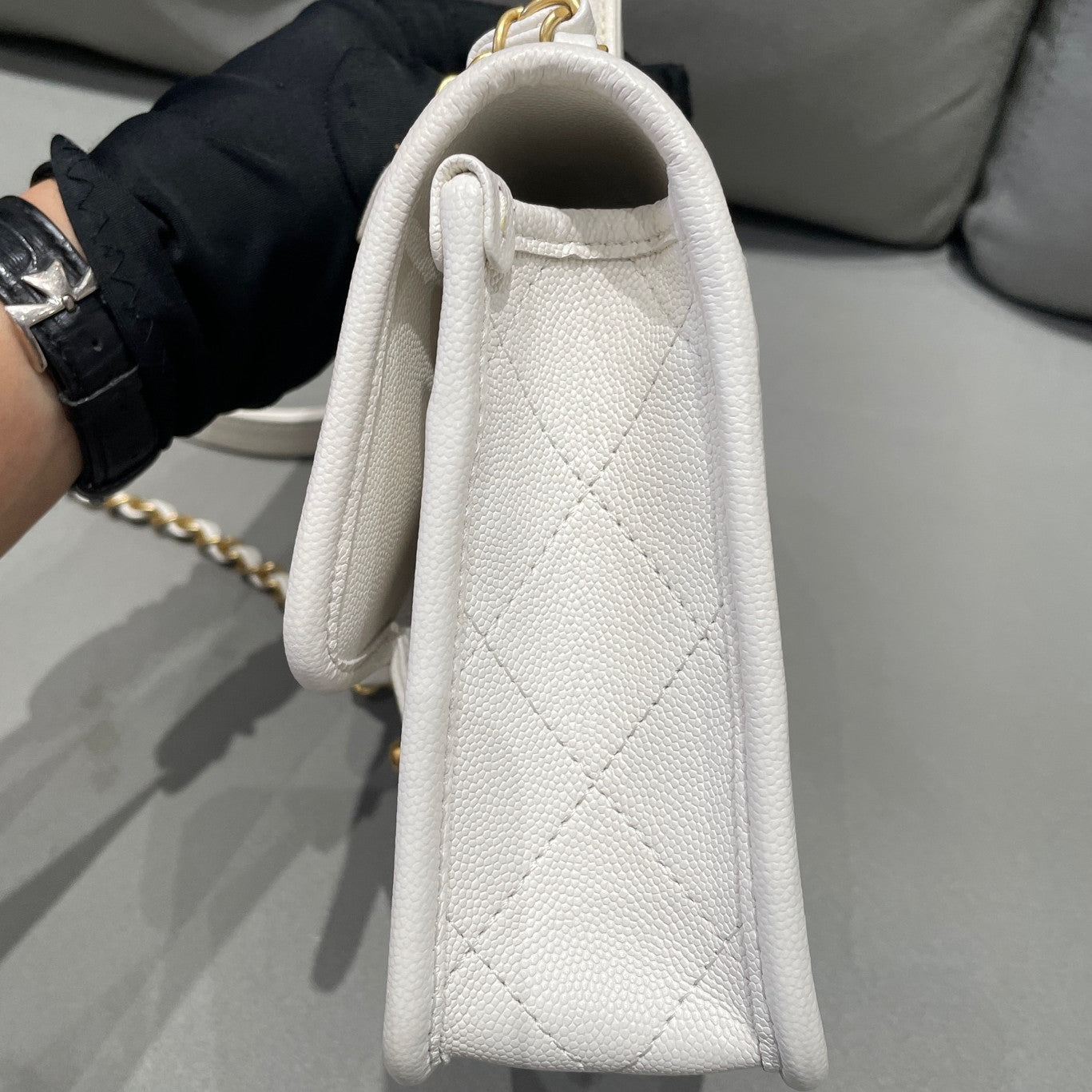 Chanel Quilted Messenger Chain Shoulder Crossbody Bag Platinum Women's Fashion