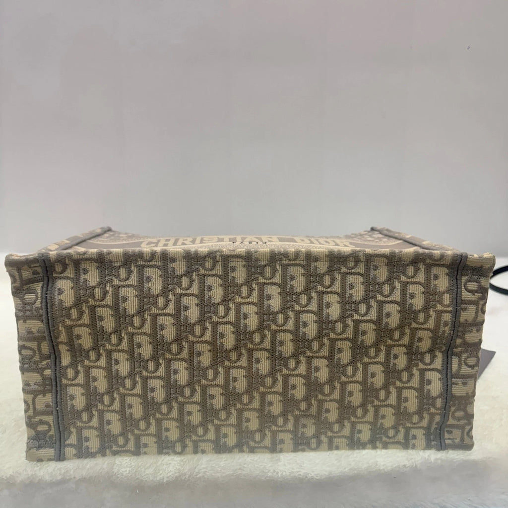 Dior Women's Canvas Grey Monogram Medium Tote Bag Chip Version