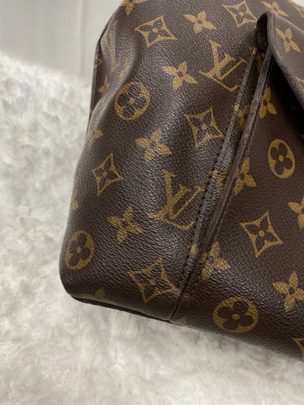 Louis Vuitton Hobo Monogram Top Handle Shoulder Bag Brown Gold Women Classic