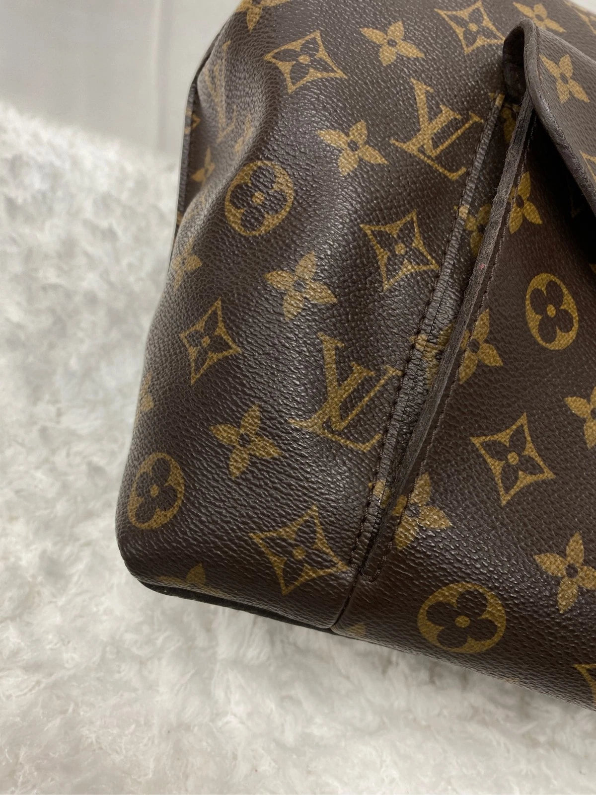 Louis Vuitton Hobo Monogram Top Handle Shoulder Bag Brown Gold Women Classic