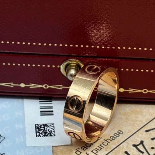 Authentic Cartier Love Classic 5.5mm 18K Rose Pink Gold Band Ring EU55/US7.25