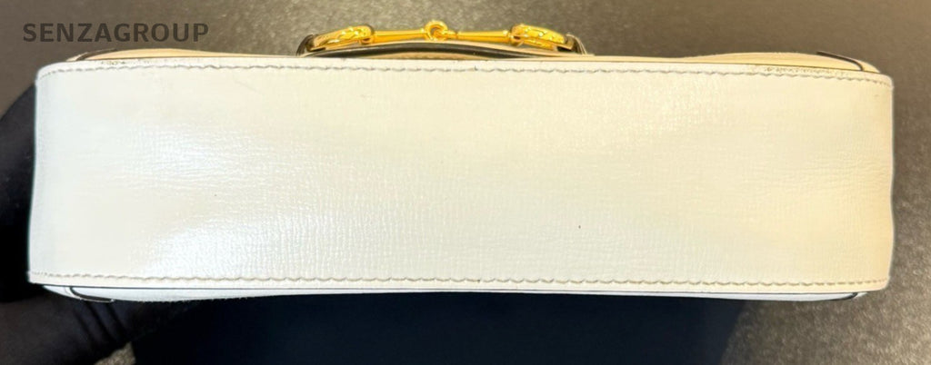 Gucci Saddle Mini Shoulder Bag Crossbody White Gold Women Classic Designer