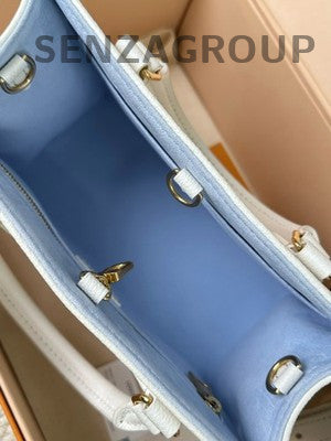 Louis Vuitton OnTheGo PM Blue White Handbag Women Fashion Tote Bag