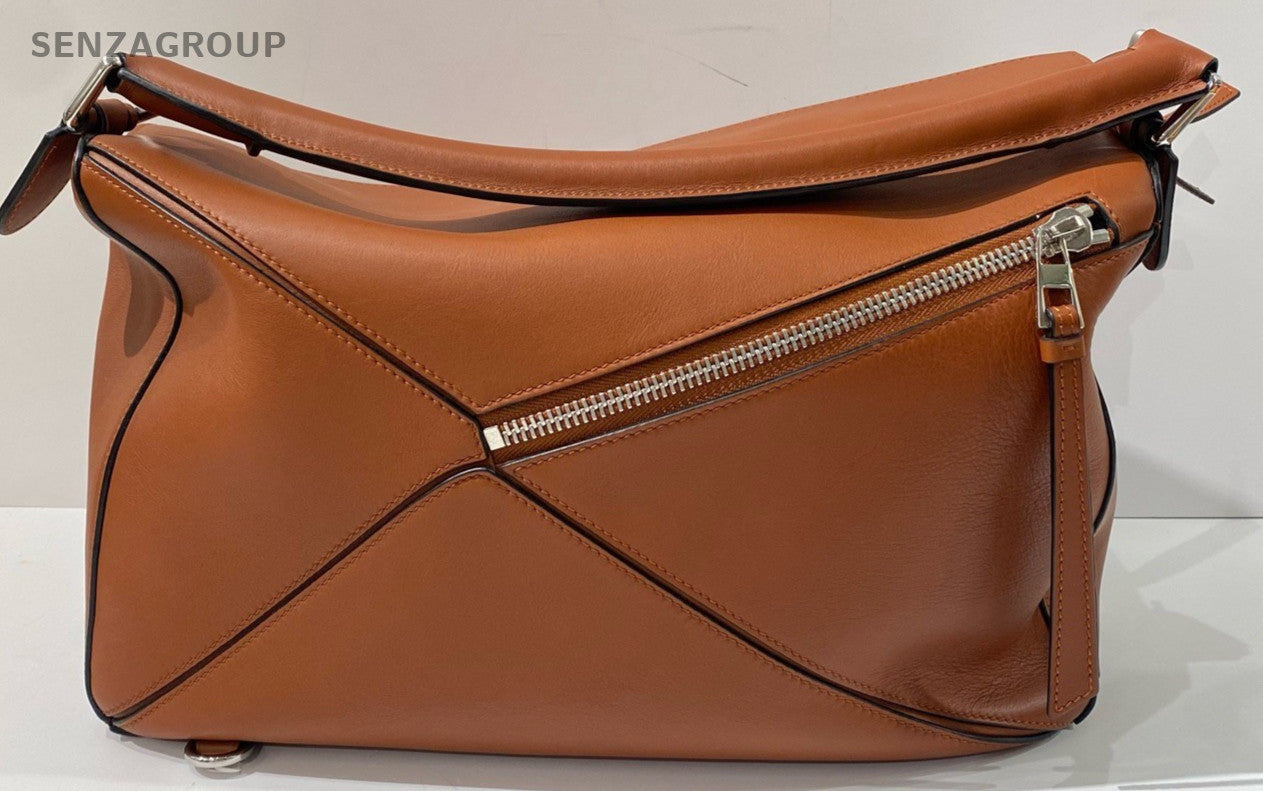Loewe Puzzle GM Shoulder Bag Crossbody Brown Silver Used Women Classic