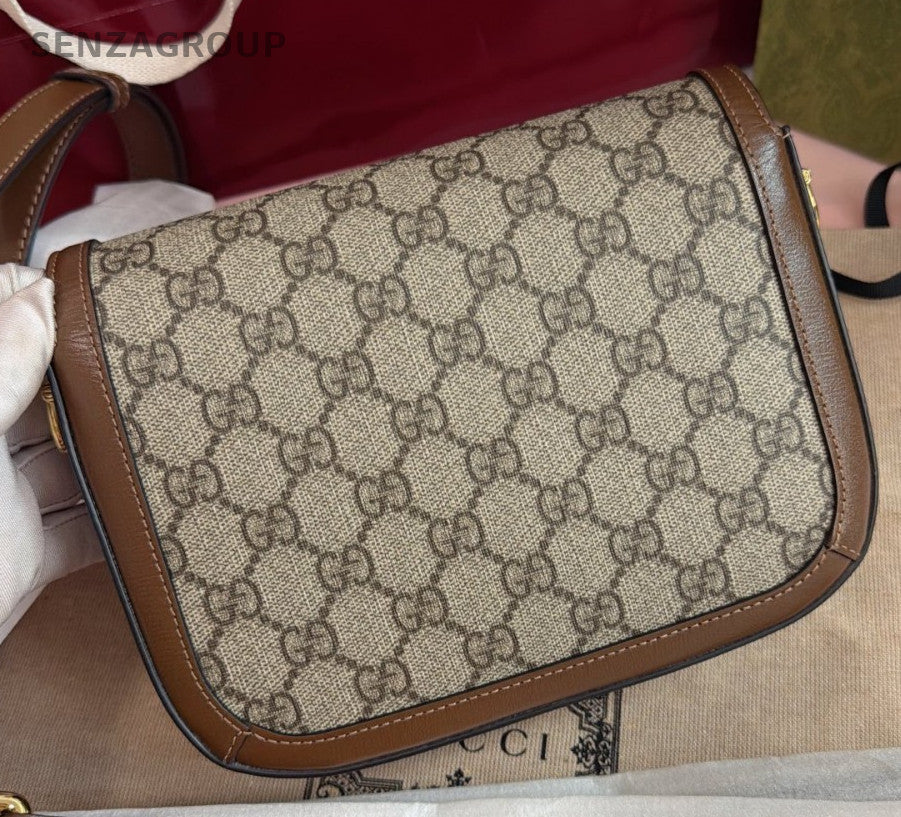 Gucci Horsebit1955 PM 2Straps Shoulder Bag Crossbody Brown Gold Women Classic