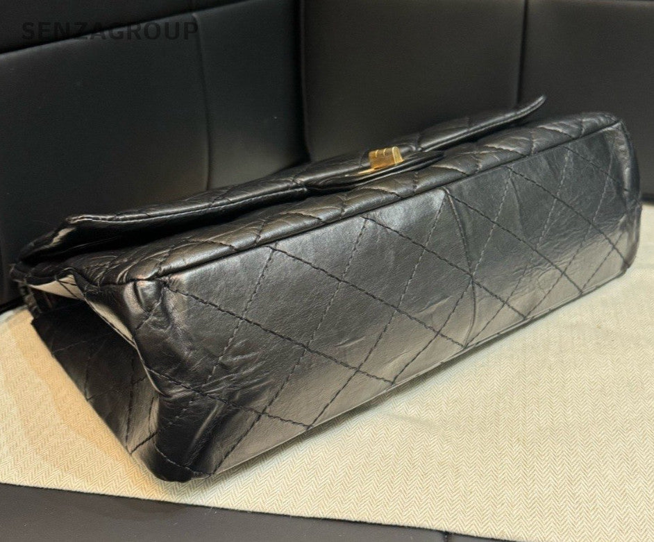 Chanel Diamond Chain Calfskin Black Gold Shoulder Bag Women Classic