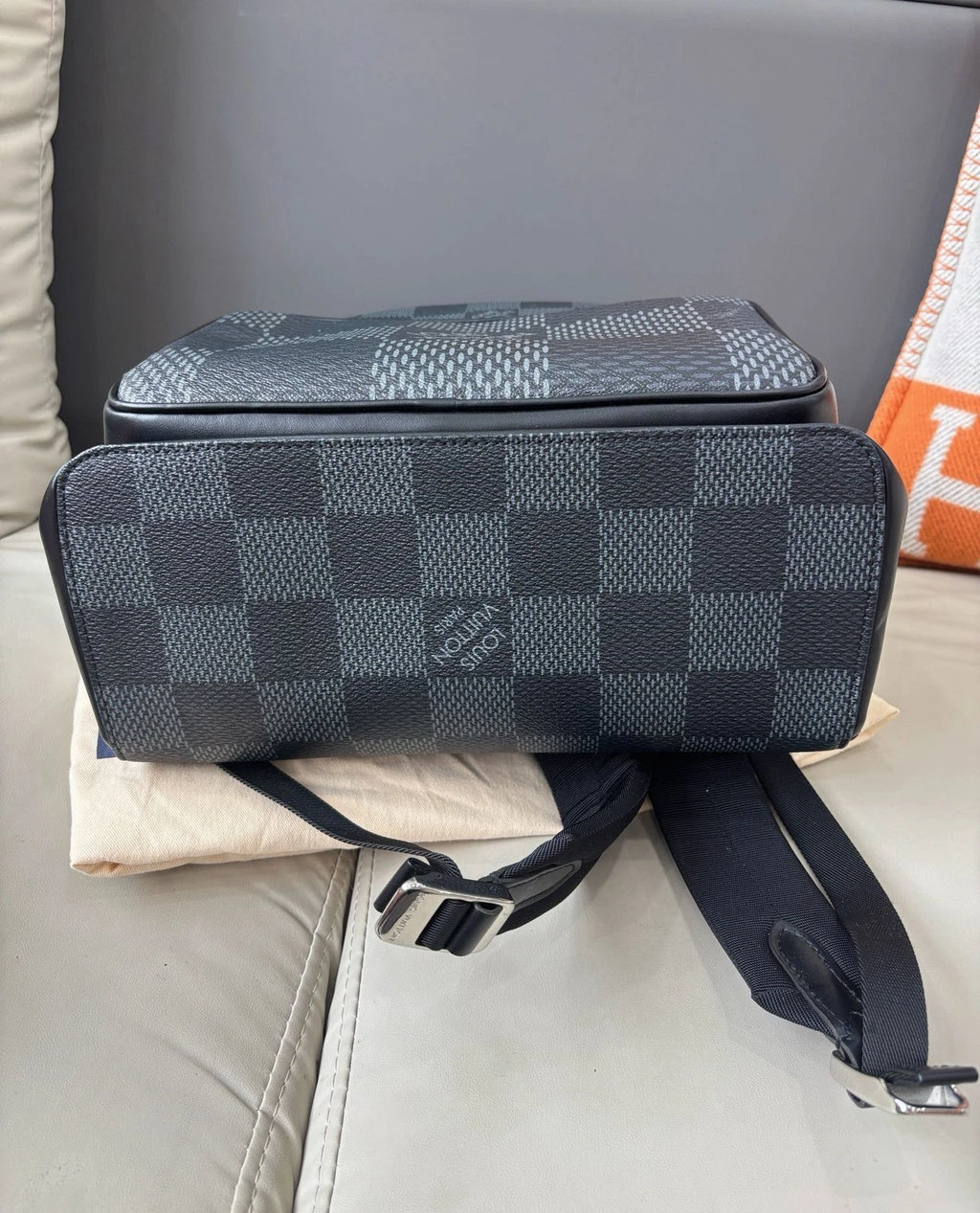 Louis Vuitton Campus Backpack Black Silver Unisex Adults Classic