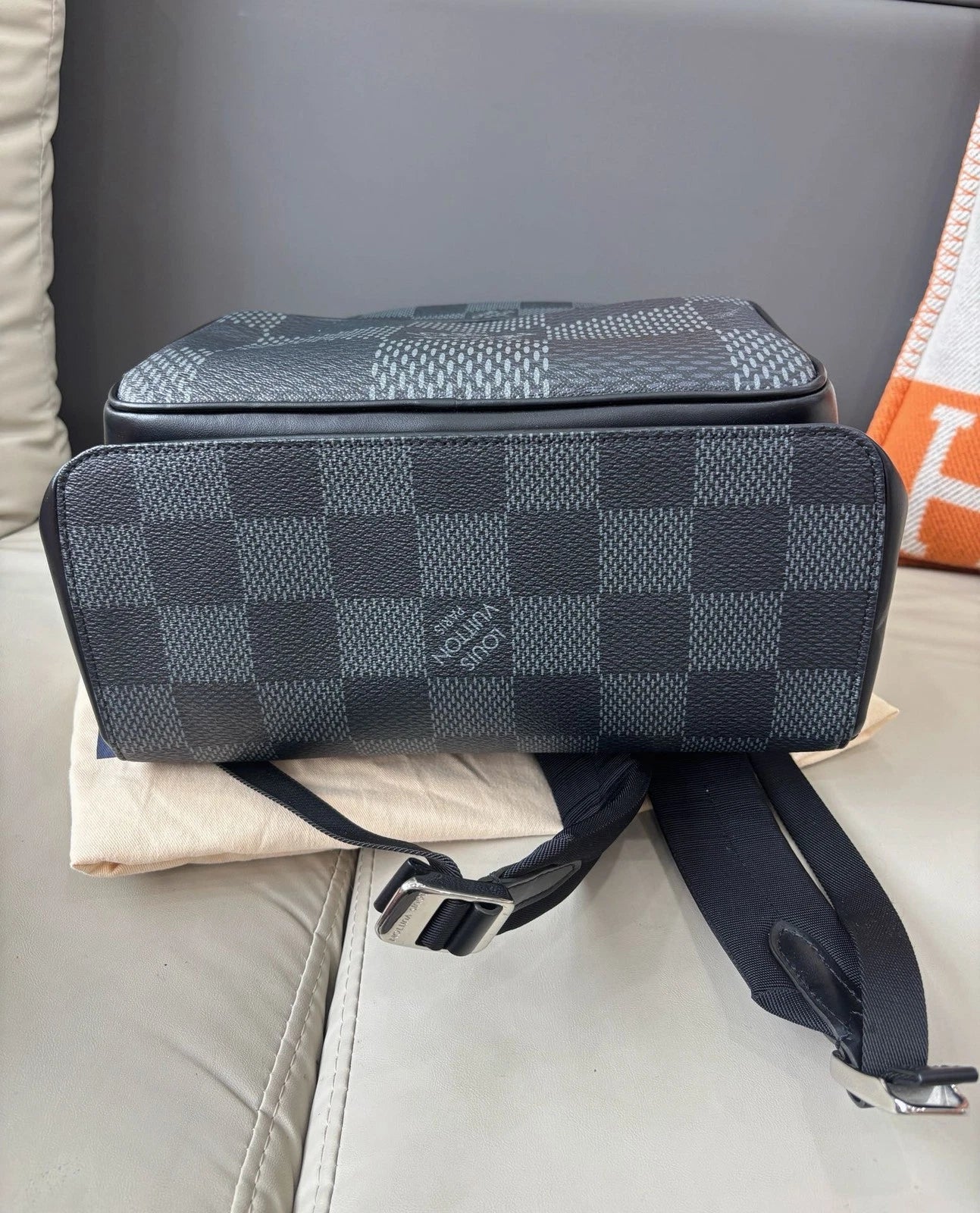 Louis Vuitton Campus Backpack Black Silver Unisex Adults Classic