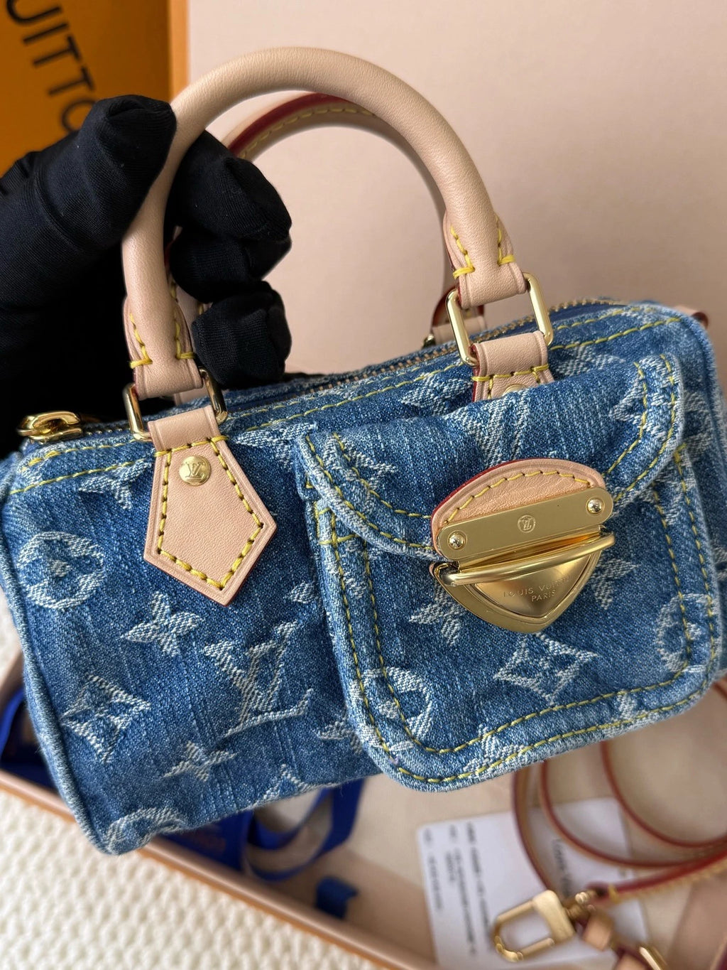 Louis Vuitton Speedy Nano Denim Top Handle Bag For Women