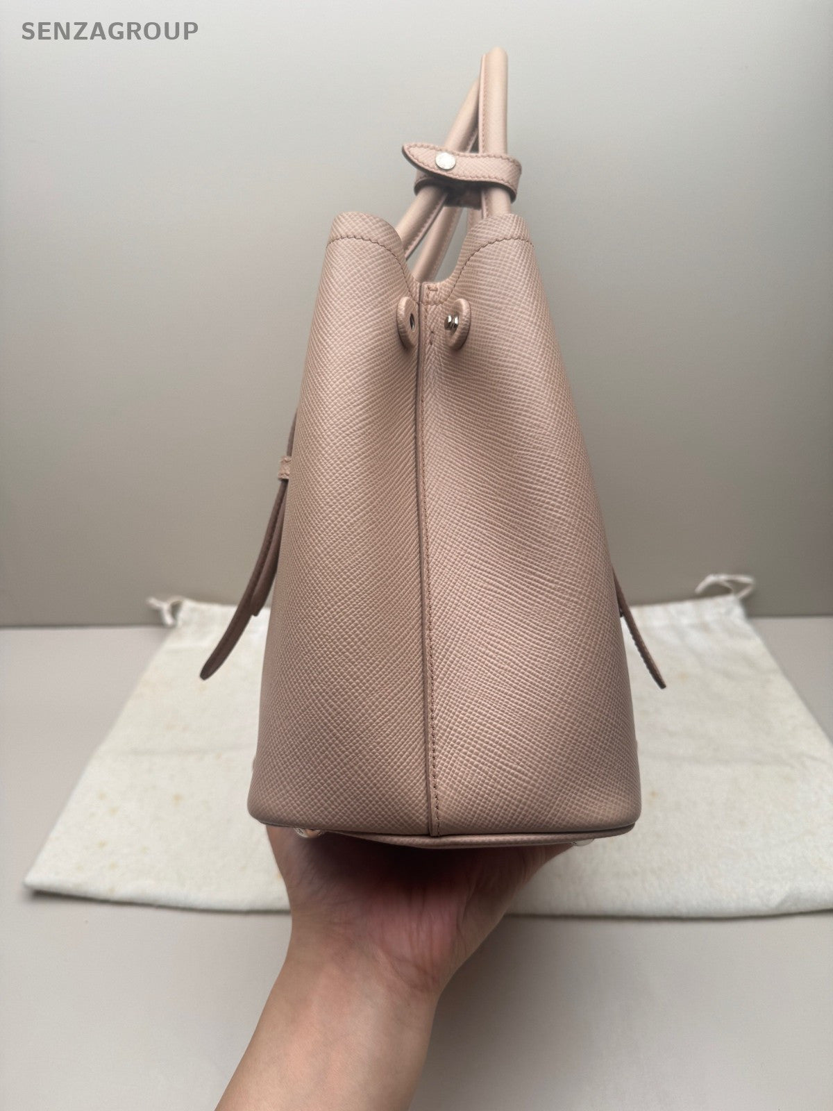 PRADA SAFFIANO PM Top Handle Handbag Nude pink Women Classic