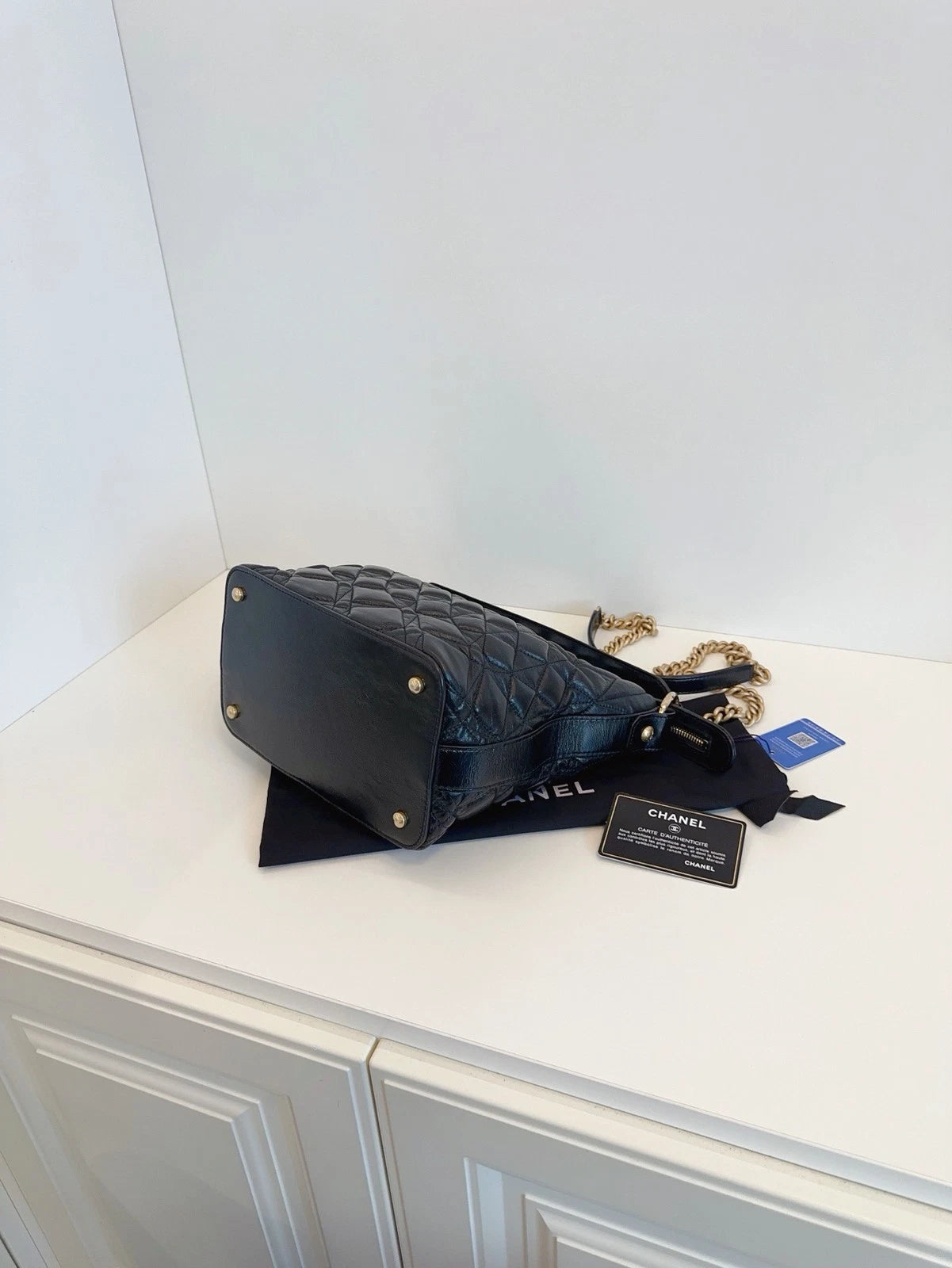 Chanel Oil Wax Leather Shoulder Bag Crossbody Bag Black Women Classic
