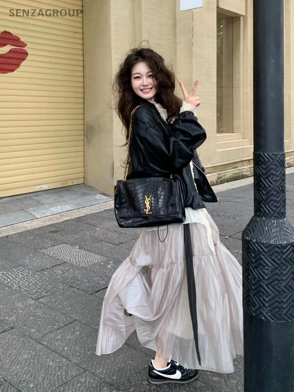 YSL Saint Laurent Kate Alligator pattern with Caramel suede leather Chain bag