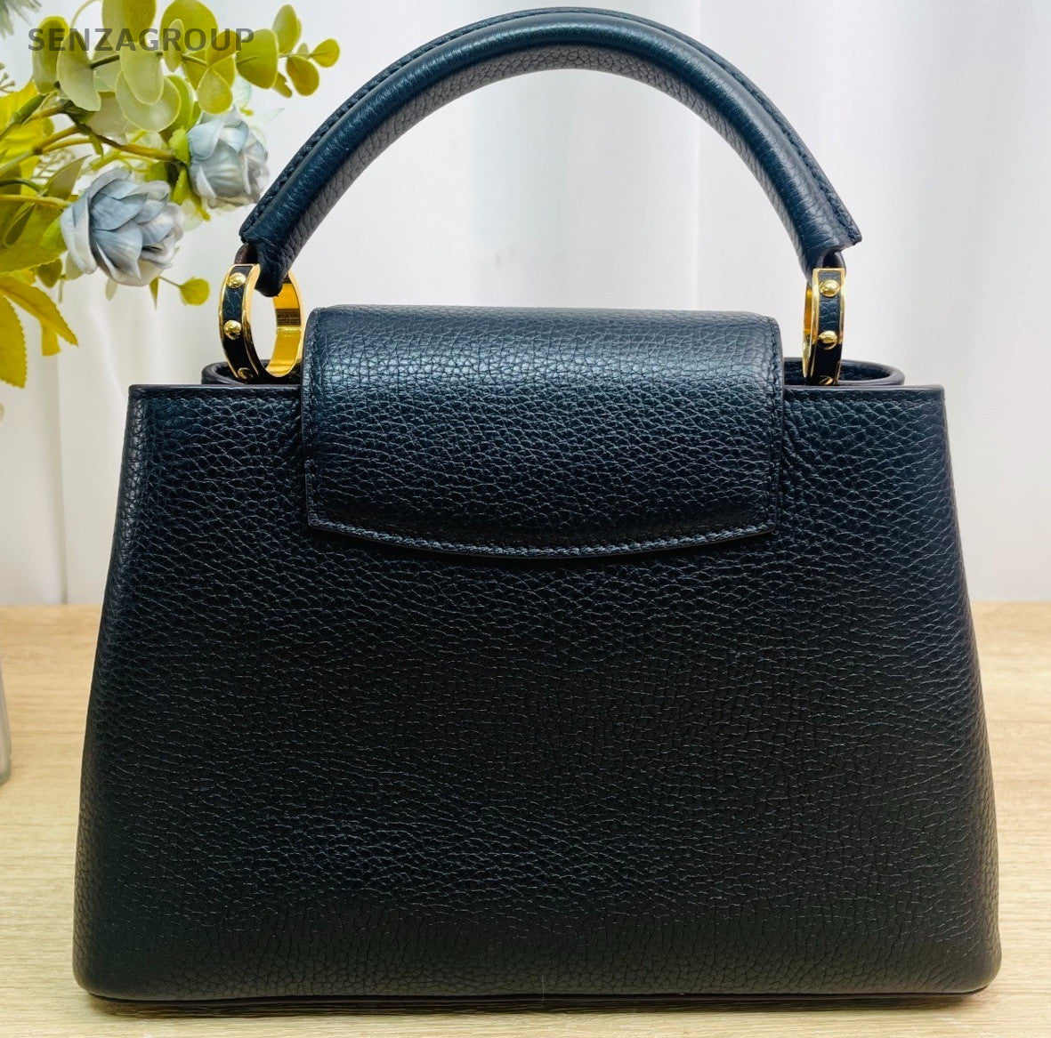 Louis Vuitton Capucines BB Leather Top Handle Shoulder Crossbody Bag Black Women