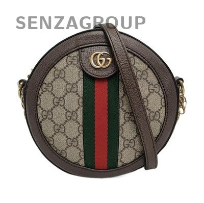 GUCCI Ophidia Mini Beige Gold Buckle Canvas Shoulder Bag Classic Women's