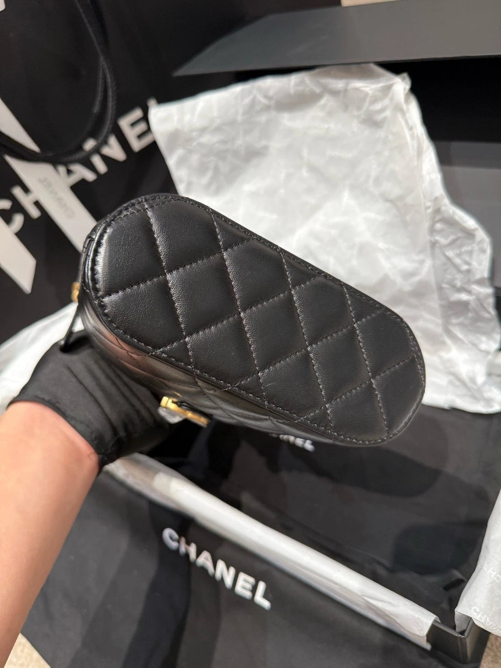 CHANEL Suede Shell Handbag For Women