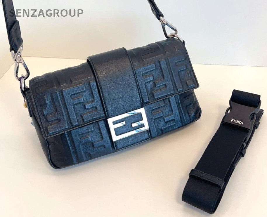 Fendi Baguette Relief sculpture Shoulder bag Crossbody Black FF