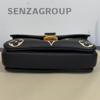 Louis Vuitton Monogram Messenger Bag Black White Chain Strap Women