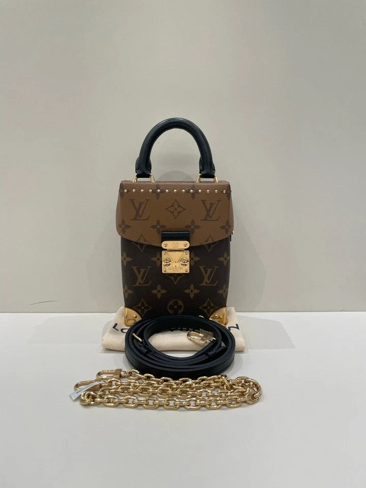 Louis Vuitton Brown Leather Camera Box Crossbody Bag For Women