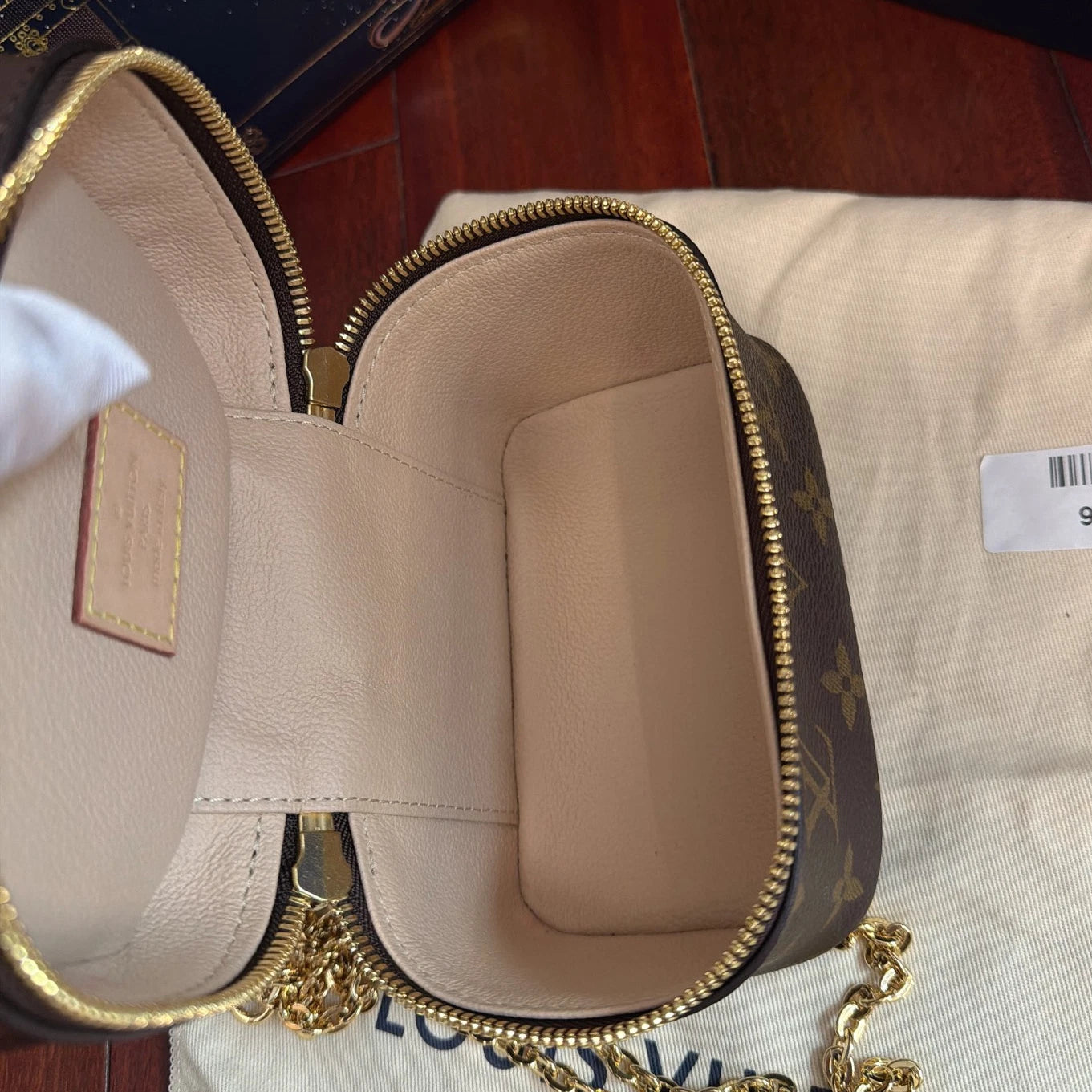 Louis Vuitton Monogram Nano Chain Top Handle Crossbody Brown Gold Women