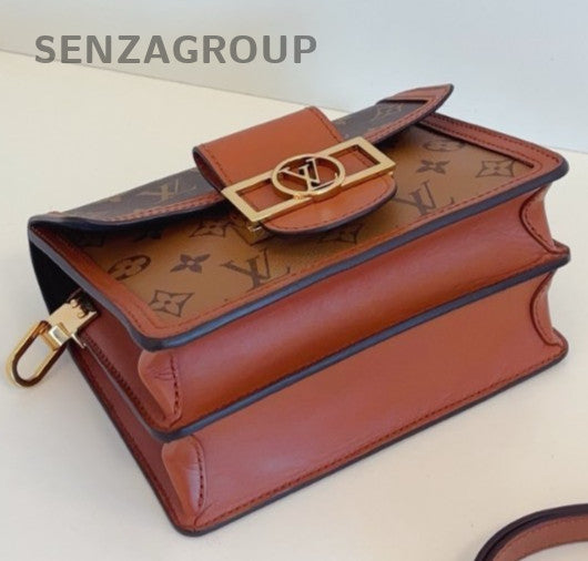 Louis Vuitton Dauphine PM Monogram Shoulder Bag Brown Gold Women Classic