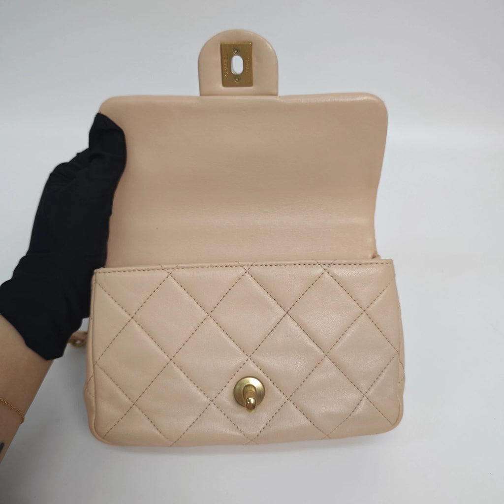 CHANEL 23S Apricot Pink Mini CF Handbag Crossbody Bag For Women