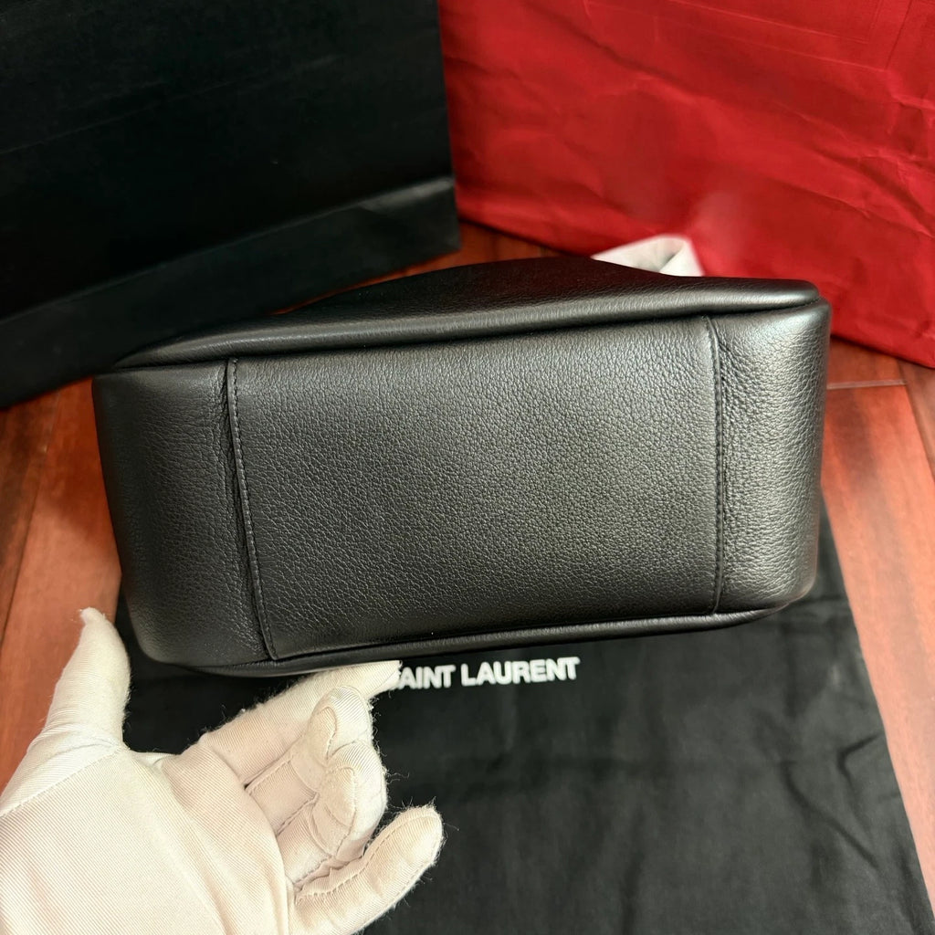 Saint Laurent Hobo PM Shoulder Bag Black Gold Used Women Classic Fashion