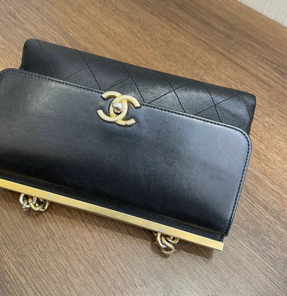 Chanel Message Bag Diamond Shoulder Bag Crossbody Bag Black Women Fashion