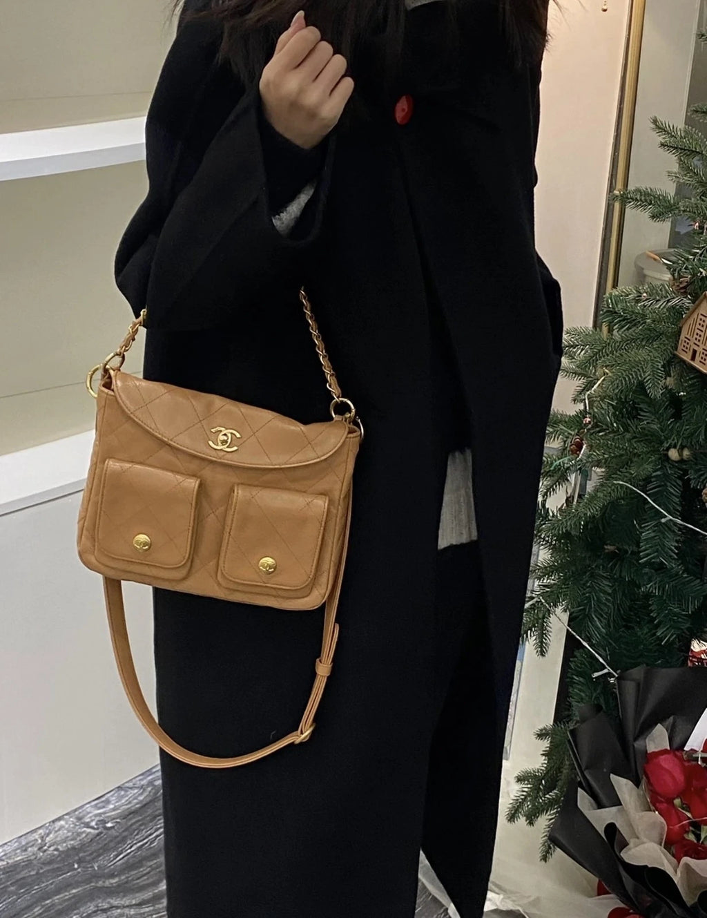 CHANEL Caramel Small Hobo Underarm Shoulder Bag For Women