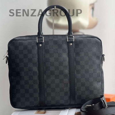 Louis Vuitton Damier Graphite Briefcase Messenger Bag Black Silver Unisex