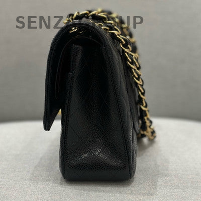Chanel Classic Flap Medium Black Caviar Leather Chain Shoulder Bag