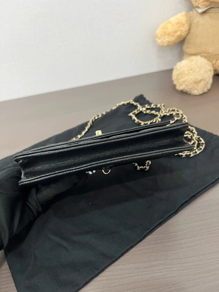 CHANEL 25C Black Gold 3-Way Handbag Shoulder Backpack For Women