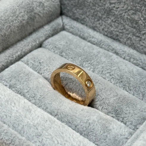 Excellent Cartier Classic Love Ring 18k Rose/Pink Gold 3 Diamonds EU59/US8.75