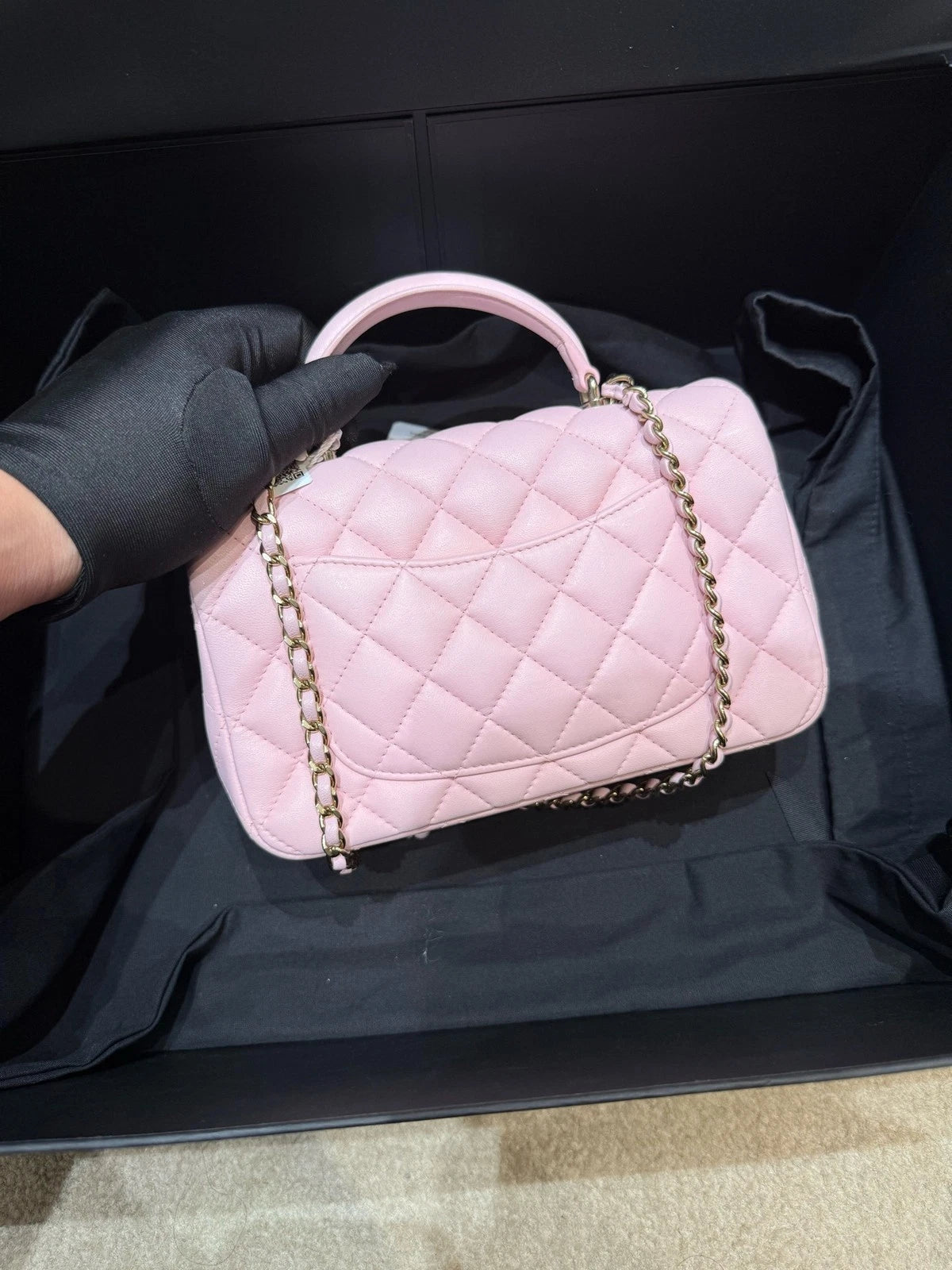 CHANEL New Sakura Pink Large Mini Top Handle Bag For Women